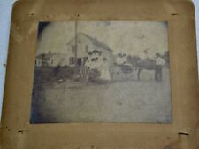 Antique Cabinet Card Photo Building Horse Buggies 1 Man 8 Women 5.5