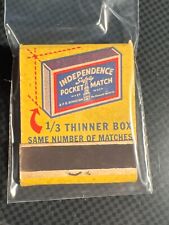 VINTAGE MATCHBOOK - INDEPENDENCE SAFETY POCKET MATCH - THNNER BOX - UNSTRUCK picture