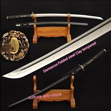 Traditional Handmade Clay Tempered Sword Damascus Folded steel Japanese Katana picture