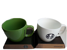 A Pair of Starbucks 2015 Coffee Company Avocado Green & White 20oz Mug  picture