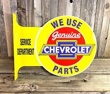 Chevrolet Chevy Parts Large Flange Yellow Metal Tin Sign Garage Man Cave Bar picture
