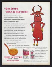 1962 CAMPBELL'S RED KETTLE Beef Noodle Soup Mix Ad 