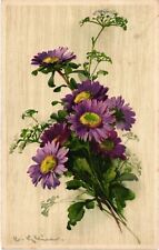 C. Klein, Flowers, Purple Flowers, Vintage Postcard picture