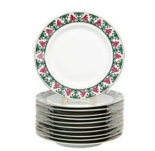 11 Kornilov Bros Imperial Russian Porcelain Dinner Plates Red & Green c. 1910 picture