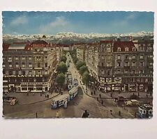 Vtg Postcard Bahnhofstrasse Zurich Switzerland Shopping Cars Railcars 1930s READ picture