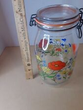 Vintage ARC France Poppy Canister 2L R Carmen Signed Vintage Kitchen Glass Jar picture
