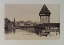 1900's LUZERN KAPELLBRUCKE WOODEN FOOTBRIDGE SWITZERLAND PHOTO POSTCARD UNMAILED picture
