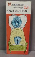 Vintage Get Well Soon Card 1950s Raised Face & Feet Used Cerami-Cards By Cardel picture
