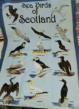 Vintage Seabirds of Ireland Blue Tea Kitchen Towel Embroidered 28