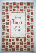 MCM 50's 60's To Brother Hall-Gems vintage Birthday greeting card *H8  picture