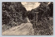 Baldwin Kansas Big Hill Road Scenic Forest Landscape Roadway BW Postcard picture