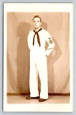 RPPC Handsome Young Man American Sailor VINTAGE Postcard EKC 1940-1950 picture