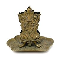 Antique Bronze Nouveau Matchbox Holder & Ashtray Ornate Antique Design picture