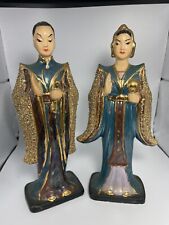 Pair Of Ceramic Asian Figurines Hand Painted  picture
