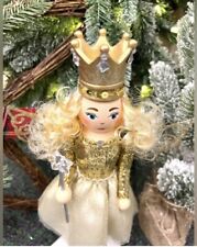 New Blonde  Fairy Princess Christmas Nutcracker . 14” Tall. Gold Glitter Dress. picture