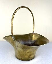 Antique Imperial Russian Solid Hammered Brass Basket Early 20th Century 9.5