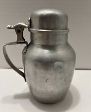VTG 1950's Aluminum Syrup Sauce Cream Pitcher Hinged Lid Handle &Etched,2 Cup 6
