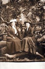 Three People Wearing Hats Real Photo Postcard rppc picture