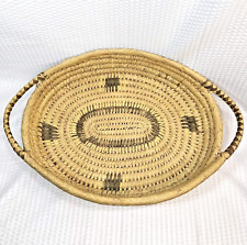 Vintage Handmade Woven Grass Oval Basket picture