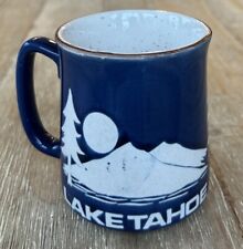 Vtg Lake Tahoe Speckled Pottery Coffee Mug Blue Glaze Souvenir Cup picture