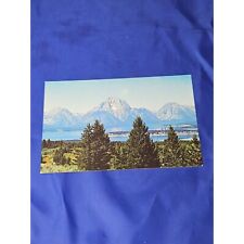Mt Moran Over Jackson Lake Postcard Chrome Divided picture