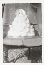 FUNKY CAKE Found Photo BLACK AND WHITE Original Snapshot VINTAGE Wedding 21 32 C picture