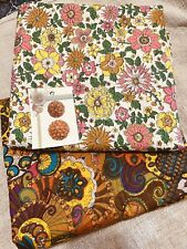 Mod Groovy Retro 70’s Fabric Lot 2 Vintage Buttons picture