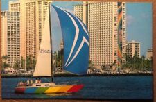 Old Postcard, A Colorful Sailboat At Waikiki Yacht Harbor,Hotels-Honolulu Hawaii picture