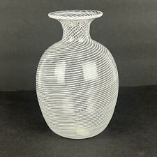 Vtg Filigrana Vase Murano Glass White Stripe Italy Italian 5in picture