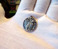Vintage M DE JEAN Sterling Silver Saint ST. CHRISTOPHER Protect Us Medal Pendant picture