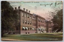 Postcard Chemistry Building, University of IL hand-colored 1928 B172 picture