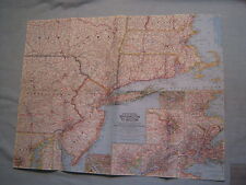 VINTAGE WASHINGTON TO BOSTON UNITED STATES MAP National Geographic August 1962 picture