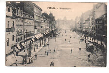 Postcard: Prag (Prague), Wenzelsplatz, Czechoslavakia - street scene; trolley picture