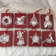 Lenox Sparkle & Scroll Set 8 Clear Gem Ornaments New In Box Retired picture