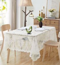 60 x 84 Inch Ivory Rectangle Lace Tablecloth. Classic Elegant Floral picture