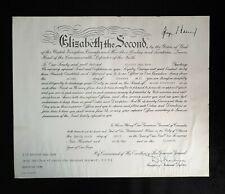 Rare 1962 Royal Canadian Queen Elizabeth II Military Commission Document Canada picture