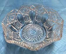 8 1/2” EAPG L E Smith Glass Quintec Antique Bowl 1900s  Signed “S” Crimped Rim picture