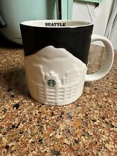 Starbucks 2012 SEATTLE Collector Series 16oz Coffee Relief Mug Cup Black White picture