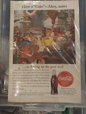 Vintage 1944 Mag Coca-Cola Ad; WWII Era; Workers at a Shipyard Drinking Coke picture