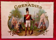 c1890  French Grenadier - Napoleon's Era Cigar Box Lid  -  EX EX RARE picture