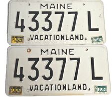VINTAGE MAINE STATE Black Letter Plates Pair 1987, 1988 VACATIONLAND (