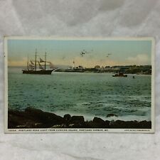 Vintage Postcard Head Light From Cushing Island Portland Harbor Maine Scene 1935 picture