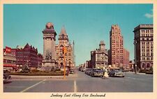 Syracuse New York NY Erie Blvd Street View Military Statue 1950s Postcard J11 picture