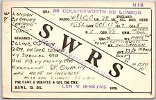 1937 QSL Radio Card SWRS London England Amateur Radio Station Posted Postcard picture