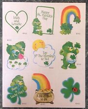 VTG 80s CARE BEARS Sticker Sheet Irish ST. PATRICKS DAY Rainbow Luck Pot O Gold picture