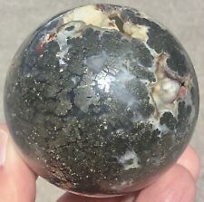 444g Pyrite Sphere Botryoidal Agate Geode Polished Crystal Ball A+++ Marcasite picture