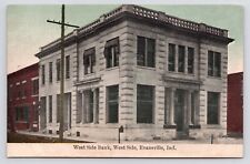 c1907~Evansville Indiana~West Side Bank Building~Dentist Office~Antique Postcard picture