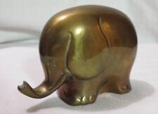 Vtg Brass Elephant Figurine Paperweight Rounded Stylized Elephant 12oz 4.5