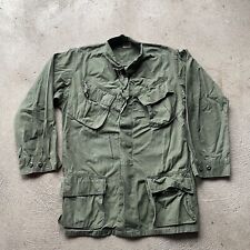 Military Shirt Small Long Green Slanted Pocket Poplin Rip Stop Vietnam Uniform picture