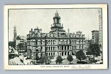 C.1900 PPC CITY HALL, DETROIT, MICHIGAN, Union Savings Bank, Streetcar Postcard picture